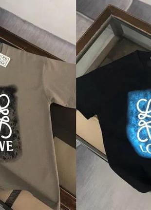 Футболка loewe унісекс чорна/оливкова ✦ брендова футболка з логотипом