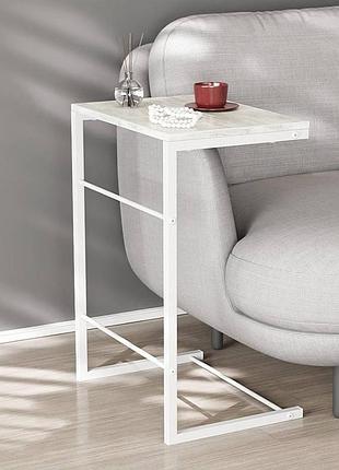 Столик приставний террі ferrum-decor 650x440x330 білий метал дсп бетон 16 мм (frd-104661)
