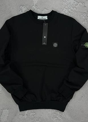 Свитшот stone island чёрный с патчем, кофта стоун айленд чёрная, хлопковый мужской свитшот s