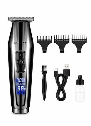 Машинка для стрижки волосся sokany sk-16054 акумуляторна професійна з lcd-дисплеєм, usb, 600 маг