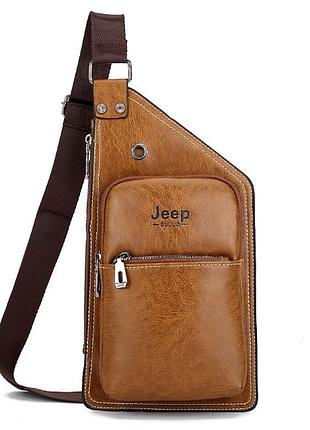 Сумка мужская на грудь jeep светло-коричневый