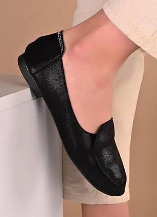 Балетки женские черные из мягкой экозамши 37(23.5 см)