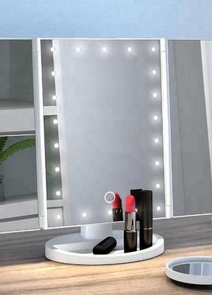 Светящееся зеркало для макияжа, зеркало с led подсветкой, зеркало с светодиодом, tm-653 зеркало макияжное