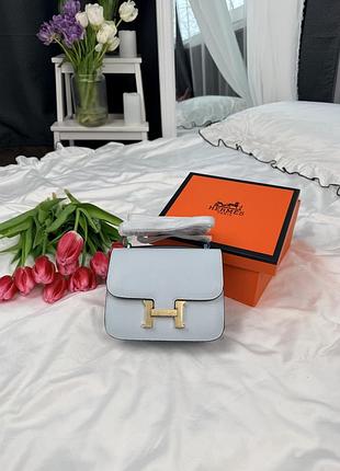 Hermes constance bag in light blue epsom leather with gold