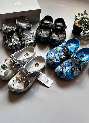Крокси crocs x bape чоловічі крокс х бейп повсякденне взуття світло-сірі 41-42 42-43