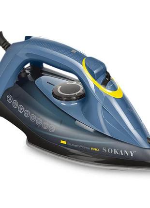 Праска парова sokany sk-yd-2127 perfectcare 2400 вт, керамічна підошва, резервуар 300 мл, функція пари та розпилення