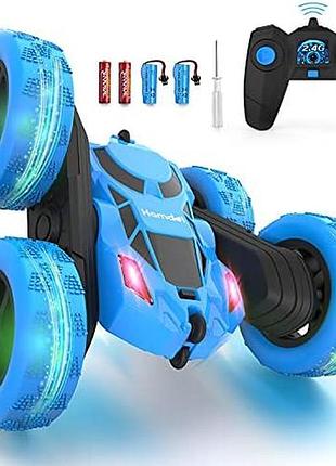 Машинка на радиоуправлении hamdol t1 360° stunt car 4wd синяя с led фарами аккумуляторная для детей 6+