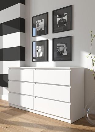 Комод vays r-7, 6 ящиков без ручек, лдсп, 140×40×75 см – для дома, офиса, гостиной, спальни