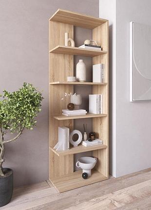 Стеллаж vays d-6 дуб сонома, книжная полка из 5 открытых секций, лдсп, 60×30×178 см - для дома, офиса, гостиной