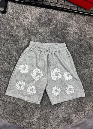 Шорти denim tears чоловічі сірі шорти денім тирс літні повсякденні l