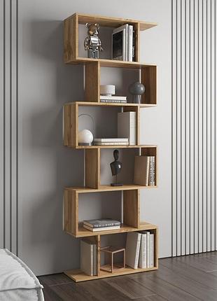 Полка для книг vays m-56, стеллаж на 6 полок, лдсп, 70×24×195 см - для дома, гостиной, офиса