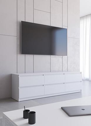 Тумба под телевизор vays r-12, 6 ящиков без ручек, лдсп, 180×40×53 см