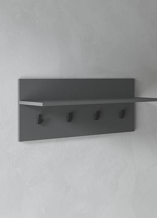 Вешалка настенная vays для одежды на 4 крючка с полкой m-46 антрацит