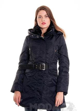 Пальто blu deise 02-5014*51 кап+ворот мех женск. темно/синий s (109 994)