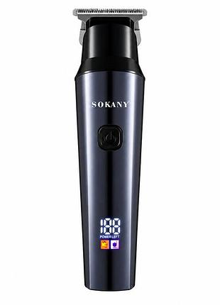 Машинка для стрижки волос sokany sk-16047 аккумуляторная, профессиональный триммер с lcd дисплеем, 2000 мач