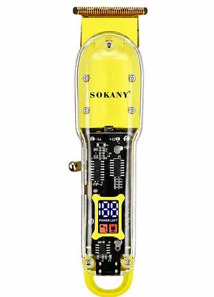 Профессиональная машинка для стрижки волос sokany sk-16036 с прозрачным корпусом, led-дисплеем, usb-зарядкой и 4 насадками