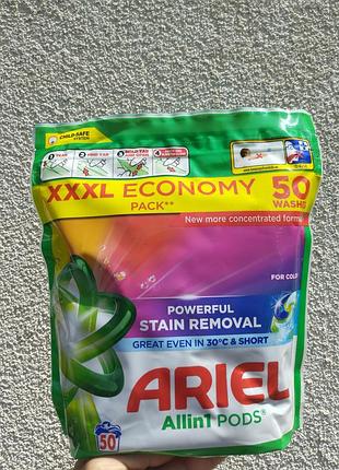 Капсули для прання ariel pods all-in-1 color 50 шт | для кольорової білизни, від 30°c