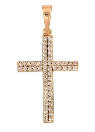 Кулон позолота 18k хрест з кристалами для ланцюжка до 6мм (329513) тм xuping