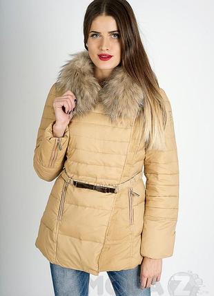 Пуховик elisabetta franchi wdf-9911-3*72 ворот мех. женск. светло/коричневый 38 (113 142)