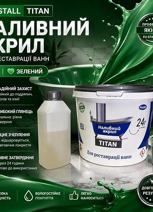 🛁 рідкий наливний акрил для реставрації ванн plastall titan 1.2 м 💚 зелений