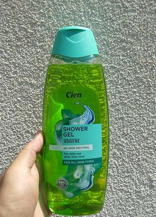 Гель для душа cien sensitive aloe vera 750 мл | для чувствительной кожи, ph-нейтральный, без sles