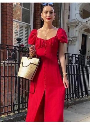 Zara, натуральна, сукня, плаття, міді,