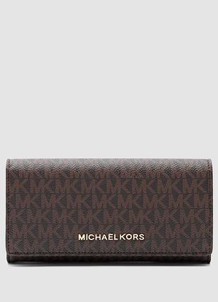 💵 michael kors jet set travel wallet brown logo