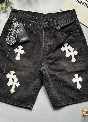 Джинсовые шорты chrome hearts мужские шорты хром хартс мужские летние повседневные 34 32