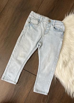 Блакитні джинси для дівчинки  12-18 міс 86 см зара zara skinny скіні на резинці з утяжками  на весну осінь зиму