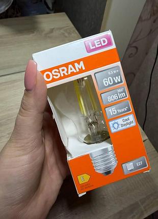 Светодиодная лампа osram с цоколем e27 потребляет 6.5 вт