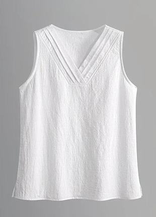 Эффектная, стильная блуза, майка, 100% хлопок, р. xl, наш 48-52, белый