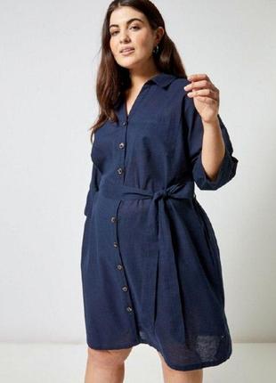 Платье-рубашка dorothy perkins синяя xl/50 новое - с поясом, хлопок