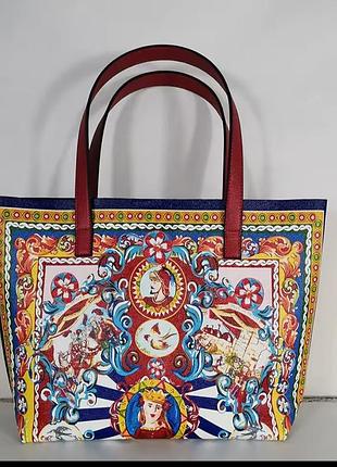 Сумка шопер через плече з яскравим принтом під dolce gabbana