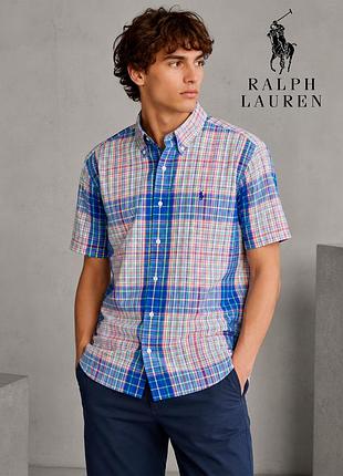 Оригінальна чоловіча картата сорочка з коротким рукавом ralph lauren m