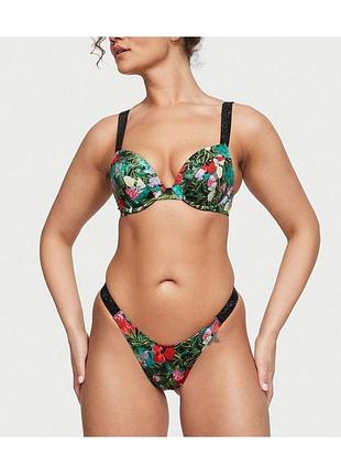 Купальник 34dd/e75  пуш-ап зі стразами victoria's secret shine strap sexy tee push-up bikini top & bikini bottom brazilian shine strap