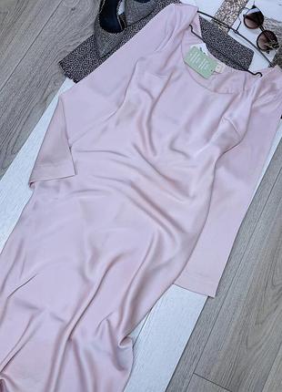 Нова вечірня сукня h&m m довга сукня комбінація пудрова сатинова сукня з розрізом на нозі