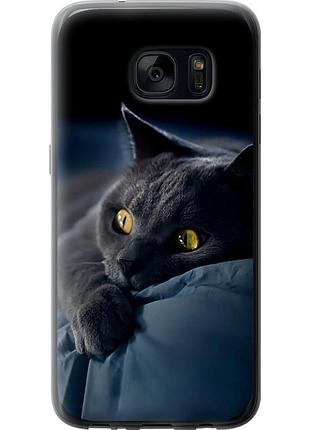 Чехол 2d пластиковый на телефон samsung galaxy s7 g930f дымчатый кот "825t-106-58250"