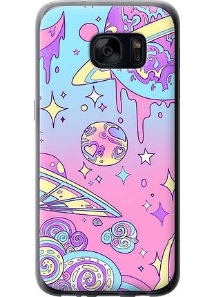 Чехол 2d пластиковый на телефон samsung galaxy s7 g930f розовая галактика "4146t-106-58250"