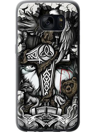 Чехол 2d пластиковый на телефон samsung galaxy s7 g930f тату викинг "4098t-106-58250"
