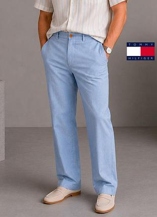 Оригинальные мужские голубые прямые широкие брюки Tommy hilfiger w32 l34