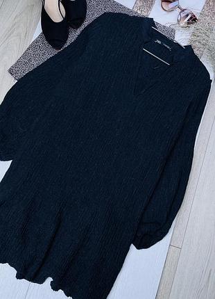 Нова коротка сукня zara s oversize плаття вільного крою сукня з об’ємними рукавами плаття жатка зара