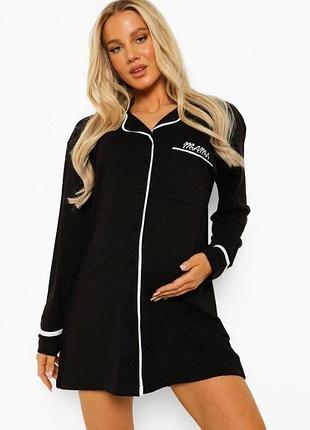 Пижама для беременных boohoo черная l новая – на пуговицах с вышивкой