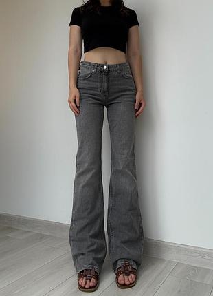 Джинсы 36 s серые высокая талия посадка клёш flared bootcut vintage y2k винтаж