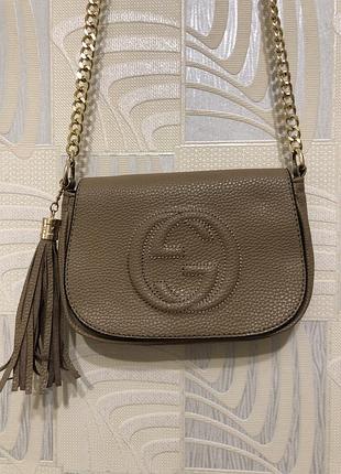 Стильна сумка крос-боді в стилі gucci soho chain flap (стан ідеальний / як нова)