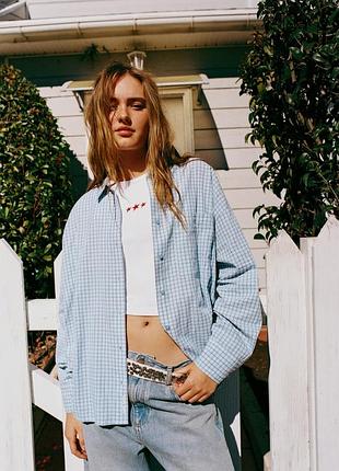 Рубашка в клетку oversize pull &amp; bear