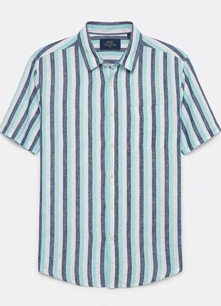 Льняная мужская рубашка m&amp;s collection в вертикальную полоску (100% pure linen) размер м