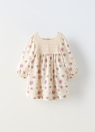 Детское нежное платье zara на девушку 2-3роки цветы