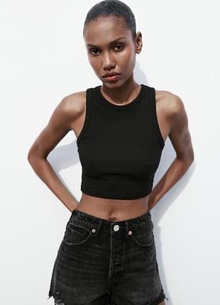 Базовий топ в рубчик майка zara
