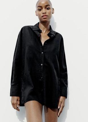 Чорна льняна оверсайз сорочка  zara
⚡⚡⚡⚡⚡⚡⚡⚡⚡⚡⚡⚡⚡