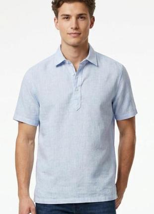 Льняная рубашка-поло marks &amp; spencer blue harbour "coldown linen" размер м